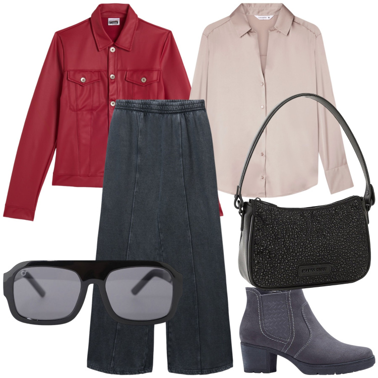 Outfit donna - Sabato pomeriggio. Stile Urban per Tutti i giorni. Abbinamento con stivaletti, borse a mano, pantaloni, camicie, occhiali da sole, giacche.