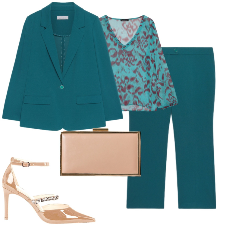 Outfit donna - Cerimonia. Stile Chic per Cerimonia. Abbinamento con pochette, décolleté, blazer, bluse, pantaloni.