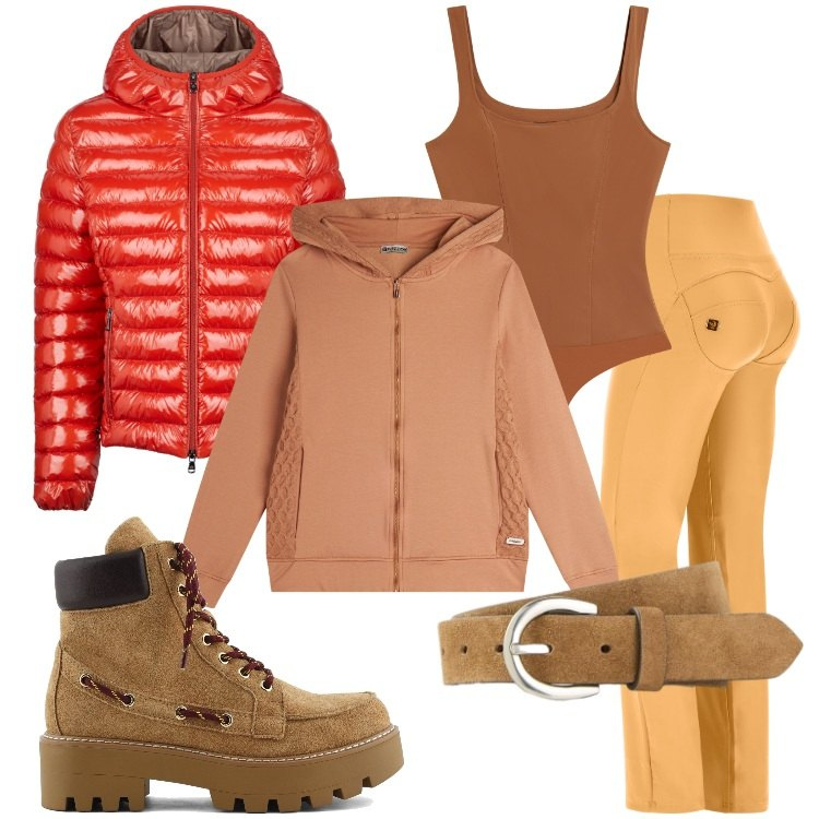 Outfit donna - Colori caldi per l\'autunno @ambrosiajsi. Stile Casual per Tutti i giorni. Abbinamento con cinture, pantaloni, body, felpe con cappuccio, blazer, stivaletti.