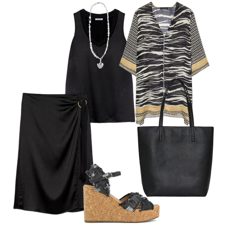 Outfit donna - Lungo mare. per Mare. Abbinamento con borse tote, gonne longuette, caftani, zeppe, top, collane.