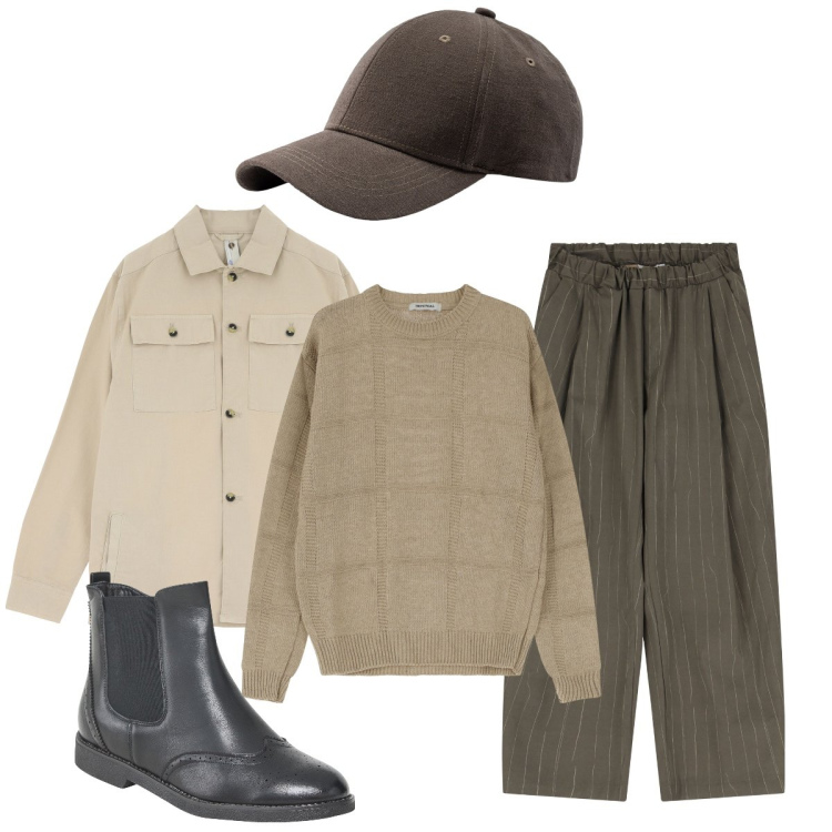 Outfit uomo - Total look #2250858. Stile Casual per Tutti i giorni. Abbinamento con stivali e stivaletti, pullovers, camicie, pantaloni, cappelli con visiera.