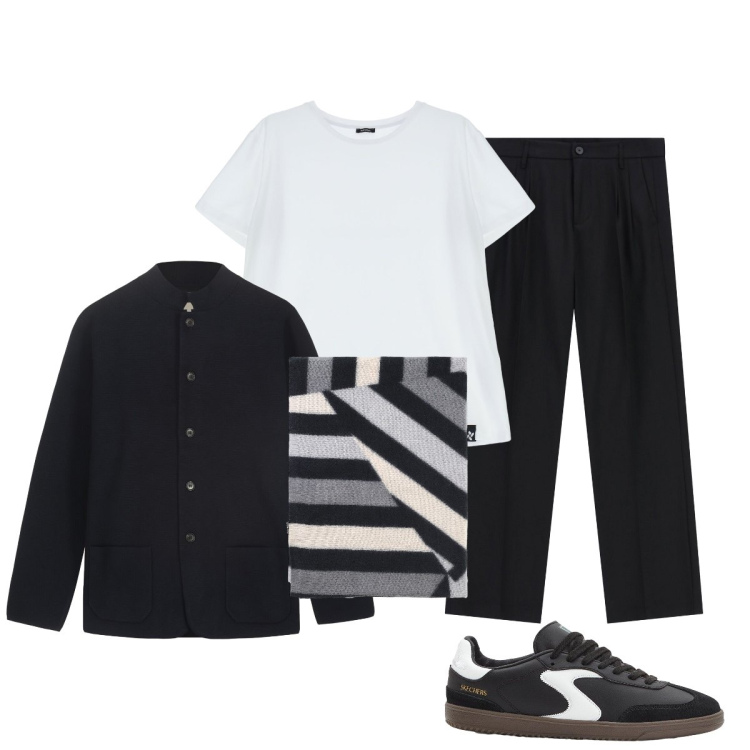 Outfit uomo - Elegante nella semplicità. Stile Trendy per Tutti i giorni. Abbinamento con sneakers, pantaloni, t-shirt, sciarpe, giacche.