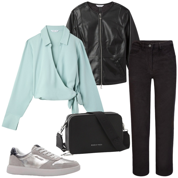 Outfit donna - Total look #2250917. Stile Minimal per Tutti i giorni. Abbinamento con sneakers, borse a tracolla, camicie, blazer, pantaloni.