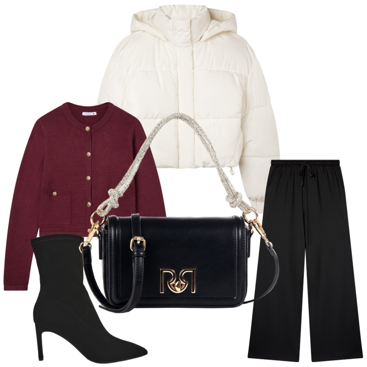 Outfit donna - Bomber look. Stile Casual per Serata fuori. Abbinamento con pantaloni, cardigans, stivali, bomber, borse a mano.