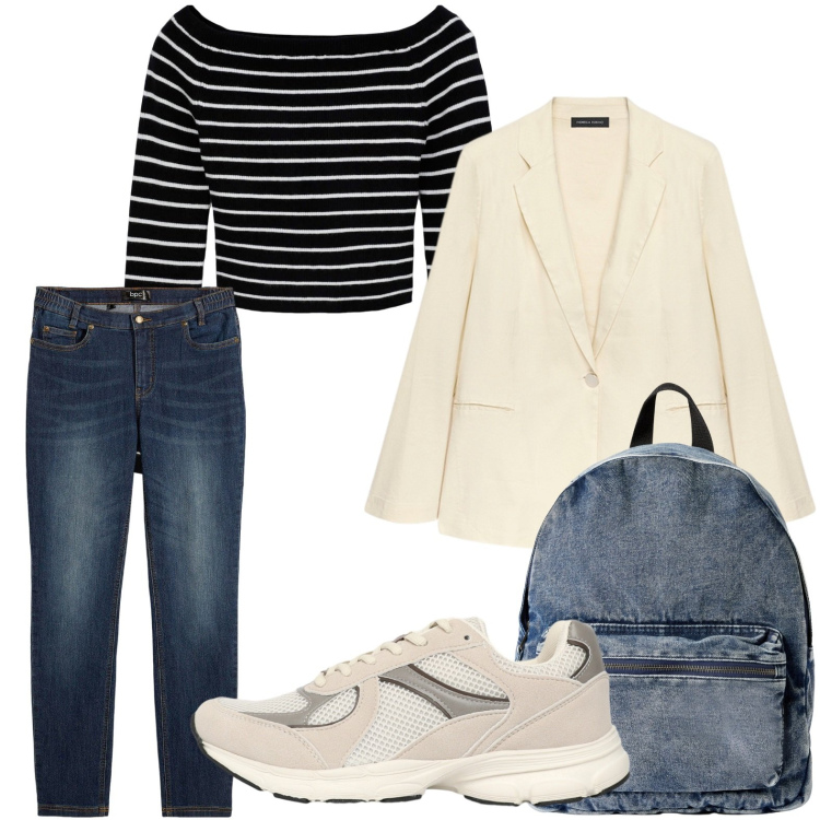 Outfit donna - Lo zaino urban. Stile Urban per Tutti i giorni. Abbinamento con jeans skinny, maglieria, zaini, sneakers, blazer.