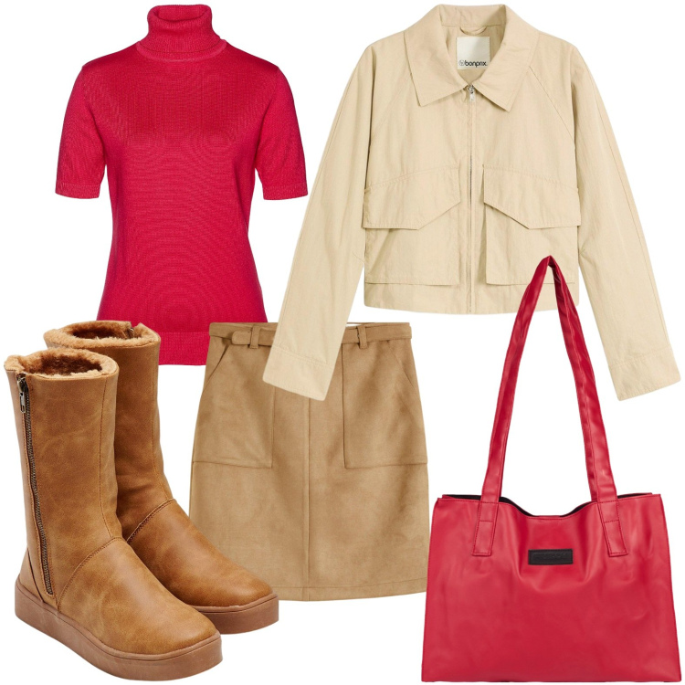 Outfit donna - È tempo di stivali. Stile Minimal per Tutti i giorni. Abbinamento con maglieria, gonne, stivali, trench, shopping bag.