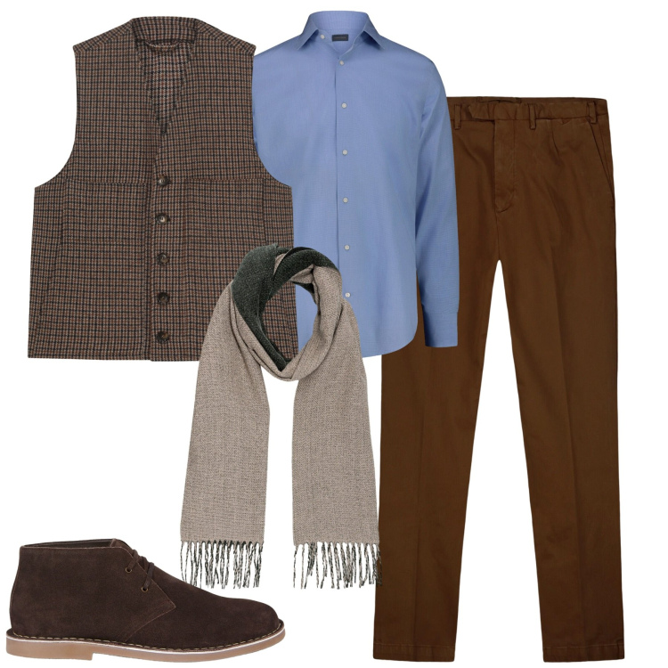 Outfit uomo - Doppelganger. Stile Urban per Ufficio. Abbinamento con pantaloni, stivali e stivaletti, sciarpe, camicie, gilet.