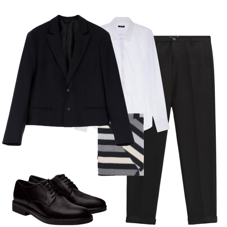 Outfit uomo - Elegante. Stile Business/Elegante per Serata speciale. Abbinamento con camicie, giacche, pantaloni, sciarpe, scarpe stringate.