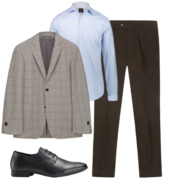Outfit uomo - Fall. Stile Business/Elegante per Tutti i giorni. Abbinamento con scarpe stringate, camicie, giacche, pantaloni chino.