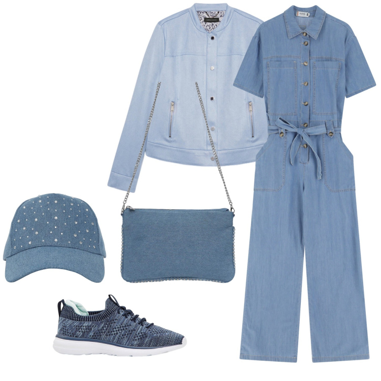 Outfit donna - Total look #2250975. Stile Casual chic per Tutti i giorni. Abbinamento con sneakers, borse a tracolla, cappelli, tute, blazer.