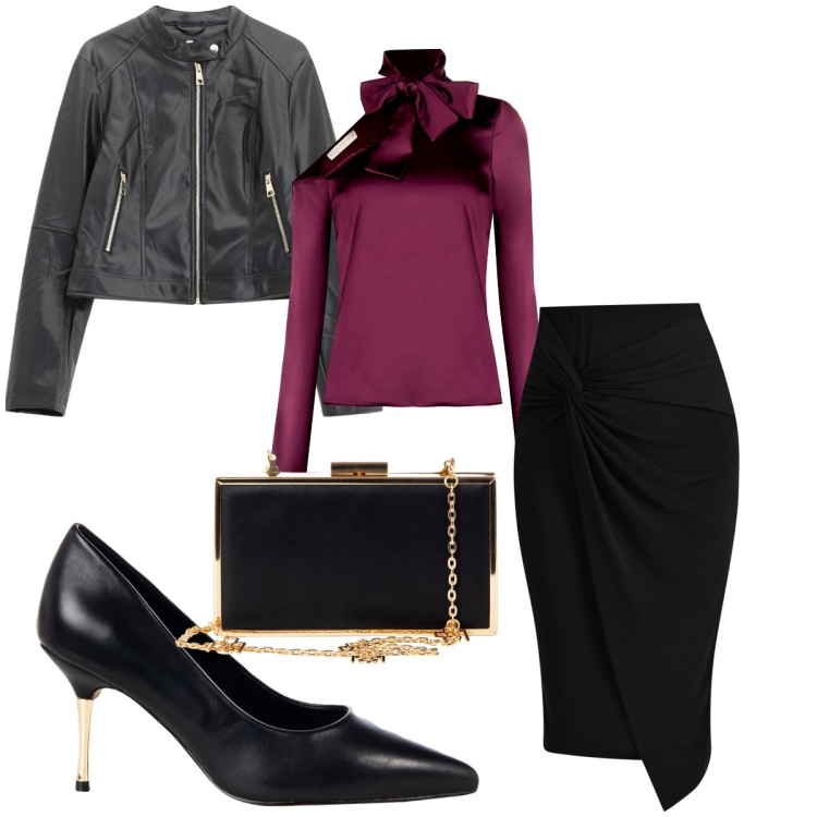 Outfit donna - Rock o bon ton?. Stile Sexy per Serata fuori. Abbinamento con décolleté, pochette, gonne, bluse, giacche.