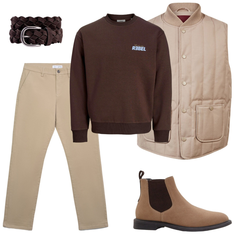 Outfit uomo - Tutti i giorni. Stile Urban per Tutti i giorni. Abbinamento con stivali e stivaletti, felpe, pantaloni chino, piumini, cinture.