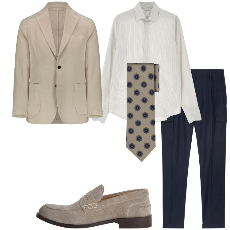Outfit uomo - Completo spezzato per cerimonie. Stile Business/Elegante per Cerimonia. Abbinamento con camicie, scarpe stringate, giacche, pantaloni cargo, cravatte.