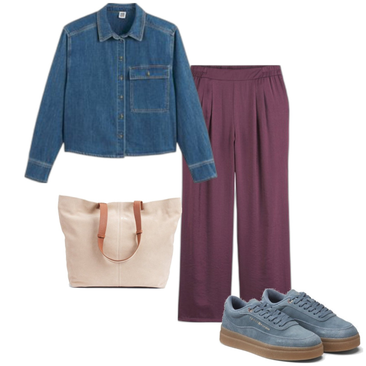 Outfit mujer - Casual #10600. Estilo Casual para Todos los días. Combinación con pantalones, bolso tote, camisas, sneakers.