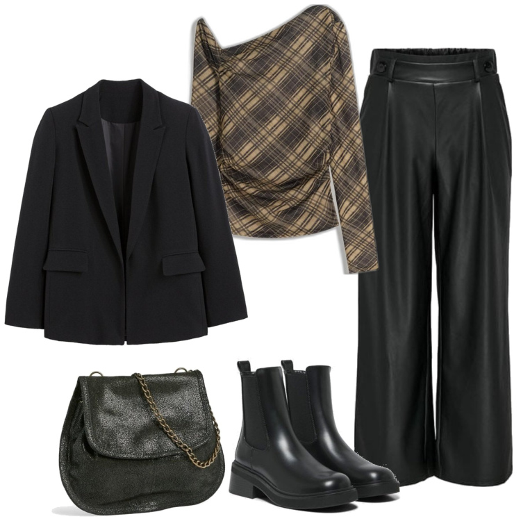Outfit mujer - Urban #5652. Estilo Urban para Noche/Fiesta elegante. Combinación con pantalones, bolsos de mano, blazers, botines chelsea, camiseta.