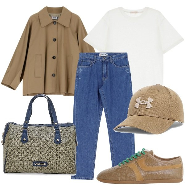 Outfit donna - Please I jeans. Stile Casual chic per Tutti i giorni. Abbinamento con jeans dritti, blazer, t-shirt, sneakers, borse a spalla, cappelli.