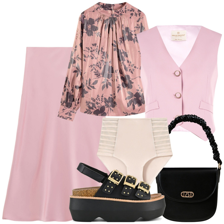 Outfit donna - Completo con gilet. Stile Bon Ton per Tutti i giorni. Abbinamento con culotte, tuniche, gilet, borse a mano, gonne longuette, sandali col tacco.