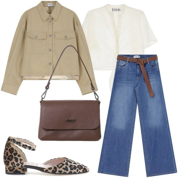 Outfit donna - Total look #2251235. Stile Casual chic per Tutti i giorni. Abbinamento con jeans, camicie a manica corta, blazer, borse a tracolla, ballerine.