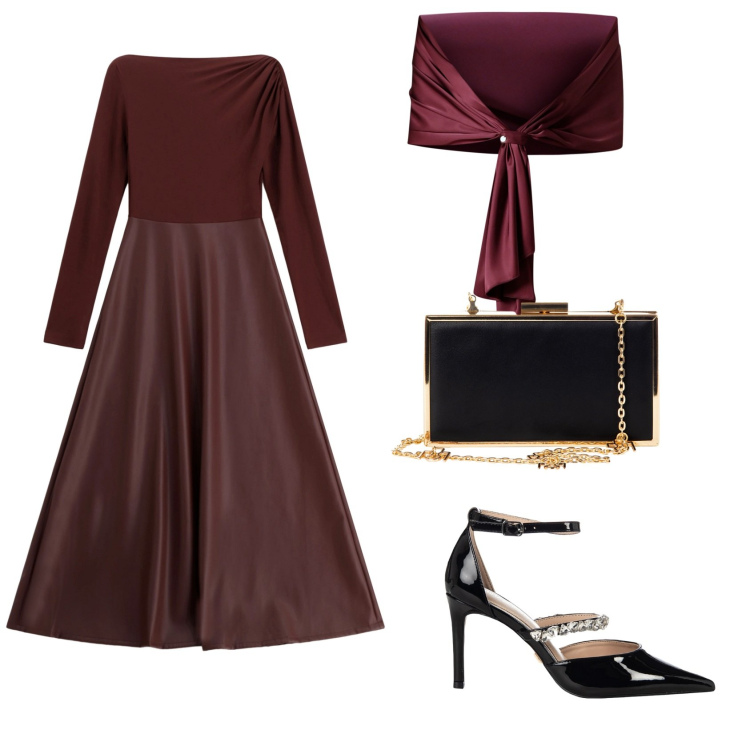 Outfit donna - Serata di gala. Stile Glamour per Serata fuori. Abbinamento con scialli, pochette, décolleté, vestiti lunghi.