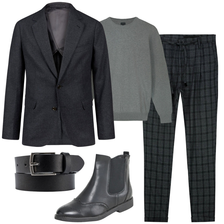 Outfit uomo - Fall. Stile Business/Elegante per Tutti i giorni. Abbinamento con stivali e stivaletti, giacche, pantaloni, maglieria, cinture.