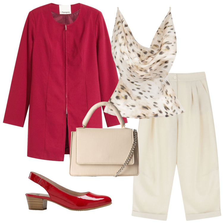Outfit donna - Total look #2251357. Stile Bon Ton per Tutti i giorni. Abbinamento con décolleté, blazer, borse a tracolla, top, pantaloni.
