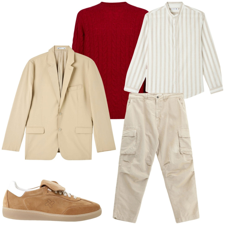 Outfit uomo - Total look #2251489. Stile Casual per Tutti i giorni. Abbinamento con giacche, camicie, sneakers, pantaloni cargo, maglieria.
