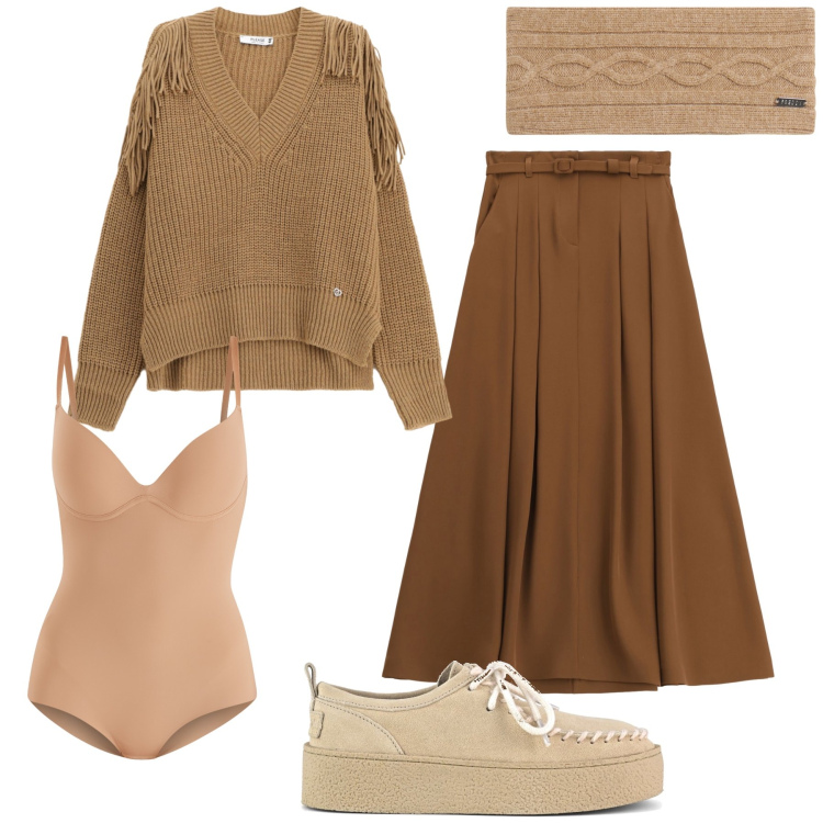 Outfit donna - Comoda calda e confortevole. Stile Trendy per Tutti i giorni. Abbinamento con body, maglieria, gonne lunghe, accessori per capelli, mocassini.