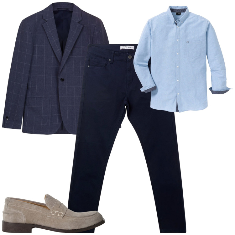 Outfit uomo - Total look #2251805. Stile Urban per Tutti i giorni. Abbinamento con camicie, pantaloni skinny, scarpe stringate, giacche.