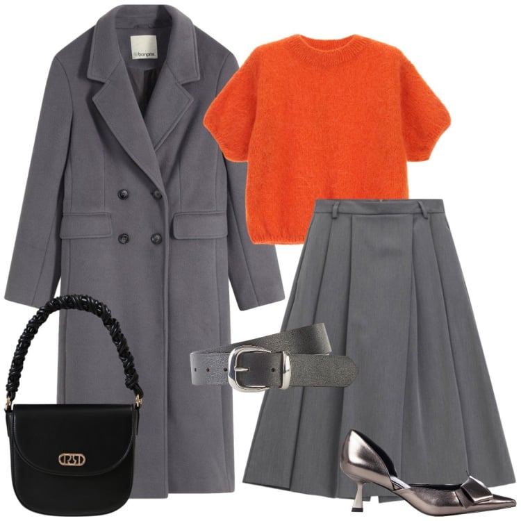 Outfit donna - Total look #2251841. Stile Bon Ton per Tutti i giorni. Abbinamento con cappotti, cinture, décolleté, borse a mano, maglieria, pantaloni.