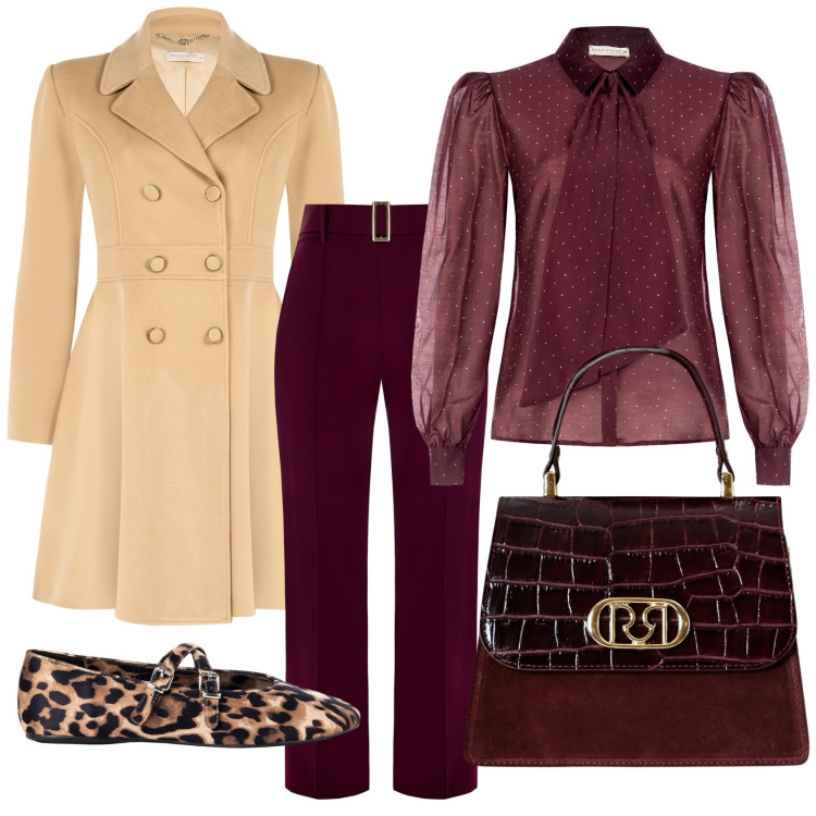 Outfit donna - Elegante con un po\' di brio. Stile Chic per Tutti i giorni. Abbinamento con ballerine, pantaloni, cappotti, camicie, borse a mano.