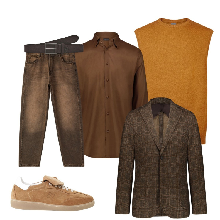 Outfit uomo - Ideale per l’ufficio. Stile Casual per Tutti i giorni. Abbinamento con cinture, jeans, sneakers, giacche, camicie, gilet.