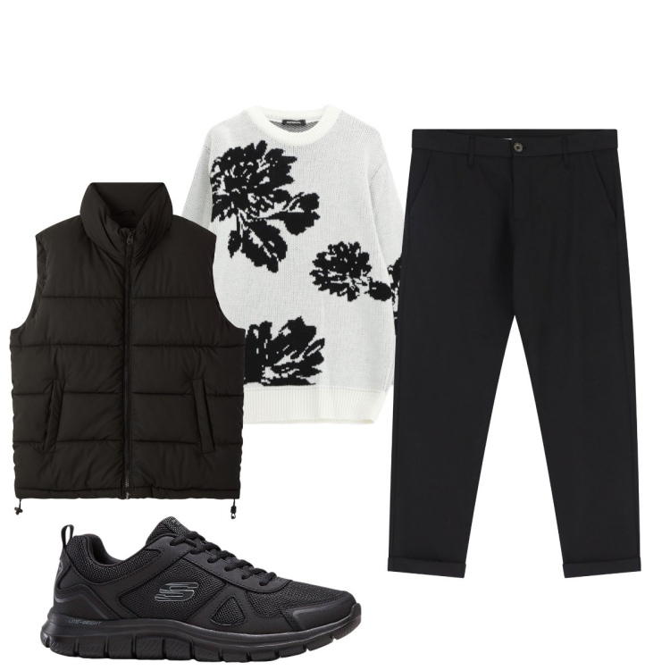 Outfit uomo - Total look #2251975. Stile Casual per Tutti i giorni. Abbinamento con sneakers, piumini, pantaloni chino, pullovers.