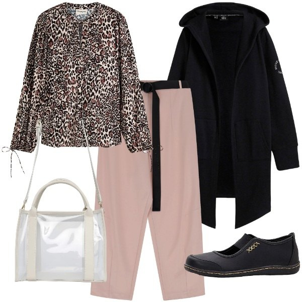 Outfit donna - domenica in città. Stile Urban per Tutti i giorni. Abbinamento con blazer, ballerine, bluse, borse tote, pantaloni.