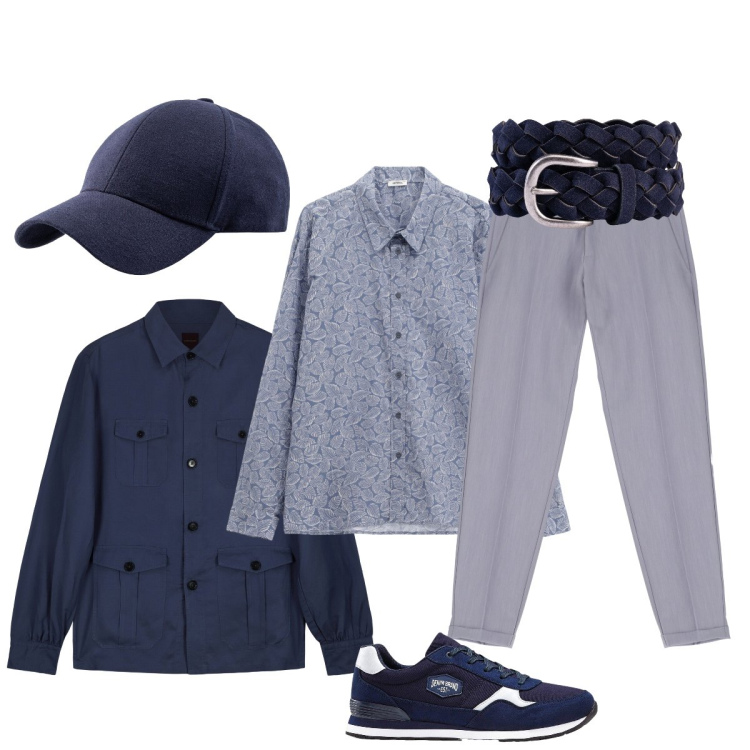 Outfit uomo - Total look #2252010. Stile Casual per Ufficio. Abbinamento con sneakers, pantaloni, camicie, cinture, cappotti, cappelli con visiera.