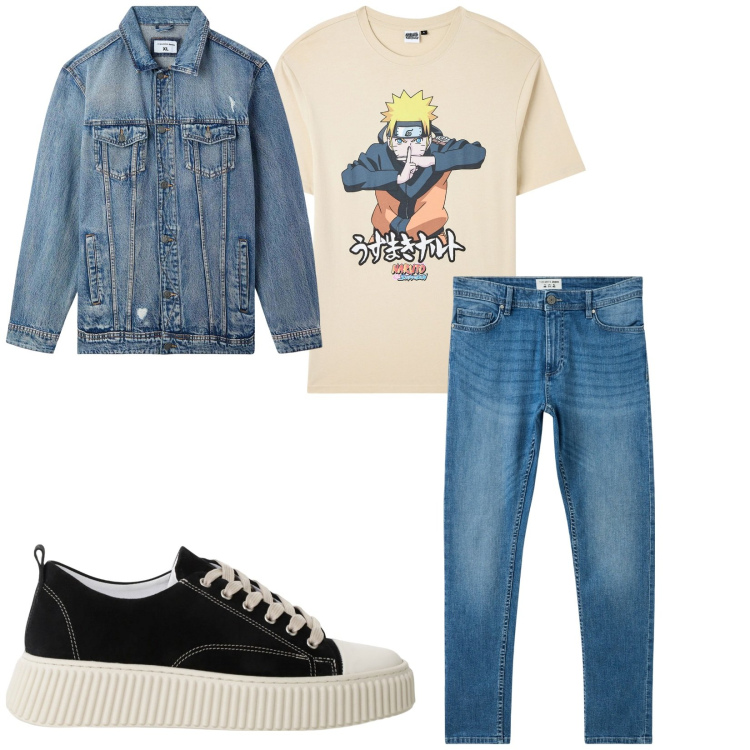 Outfit uomo - Total look #2252039. Stile Casual per Tutti i giorni. Abbinamento con t-shirt, jeans skinny, giacche, sneakers.
