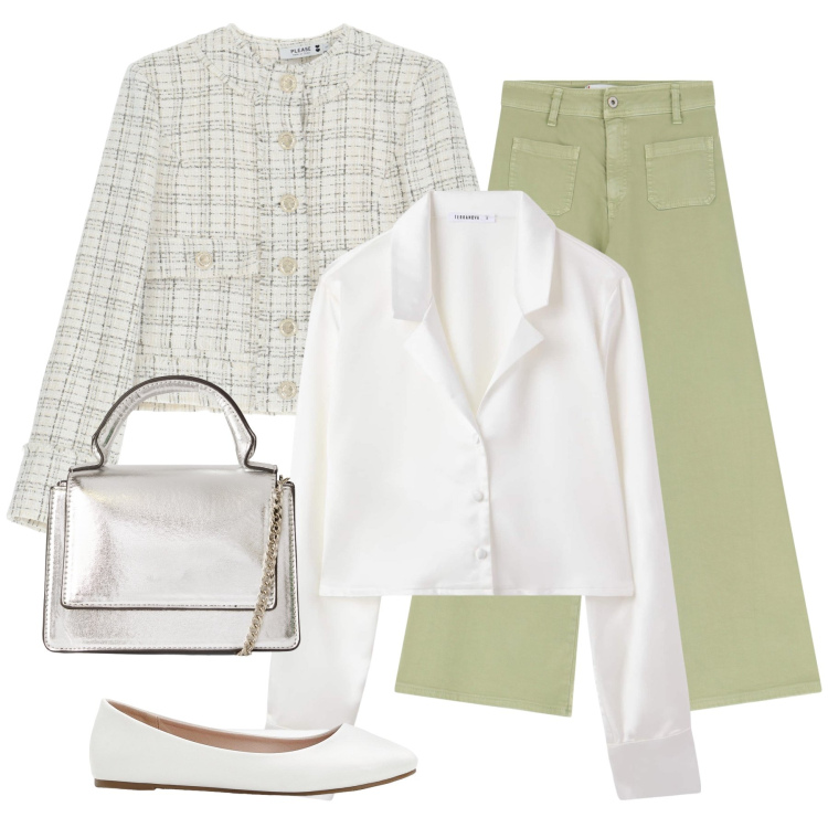 Outfit donna - Total look #2252101. Stile Casual chic per Tutti i giorni. Abbinamento con ballerine, camicie, borse a tracolla, blazer, jeans.