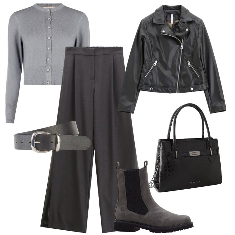 Outfit donna - Grigio H24 - @ambrosiajsi. Stile Casual chic per Tutti i giorni. Abbinamento con cinture, borse a mano, stivaletti chelsea, cardigans, blazer, pantaloni.