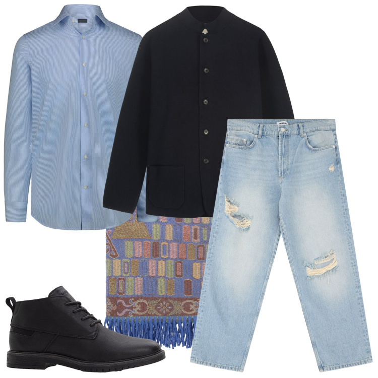 Outfit uomo - Urban style. Stile Urban per Tutti i giorni. Abbinamento con stivali e stivaletti, jeans strappati, sciarpe, giacche, camicie.