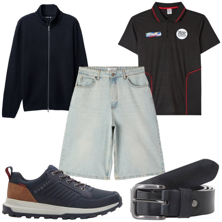 Outfit uomo - Total look #2252199. Stile Casual per Tutti i giorni. Abbinamento con sneakers, polo, bermuda, cardigans, cinture.