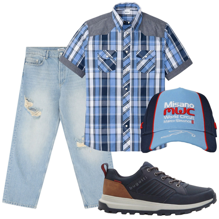 Outfit uomo - La camicia a quadri. Stile Casual per Tutti i giorni. Abbinamento con camicie a manica corta, sneakers, cappelli, jeans strappati.