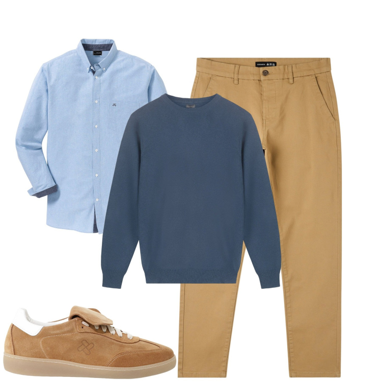 Outfit uomo - City. Stile Urban per Tutti i giorni. Abbinamento con camicie, pantaloni skinny, sneakers, maglieria.