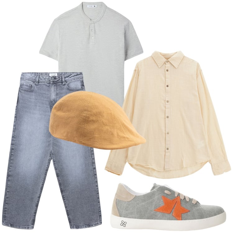 Outfit uomo - Il nostro aperitivo. Stile Trendy per Tutti i giorni. Abbinamento con jeans, t-shirt, camicie, sneakers, cappelli con visiera.