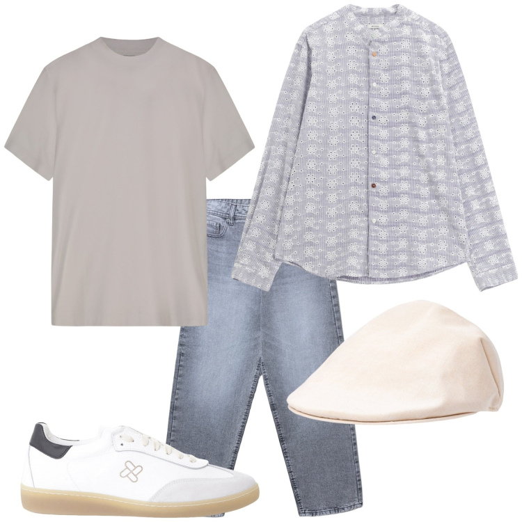 Outfit uomo - Total look #2252243. Stile Trendy per Tutti i giorni. Abbinamento con jeans, sneakers, camicie, cappelli e berretti, t-shirt.