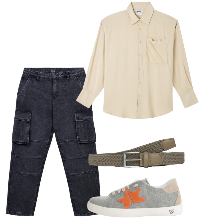 Outfit uomo - Urban fall. Stile Casual per Tutti i giorni. Abbinamento con camicie, cinture, jeans, sneakers.