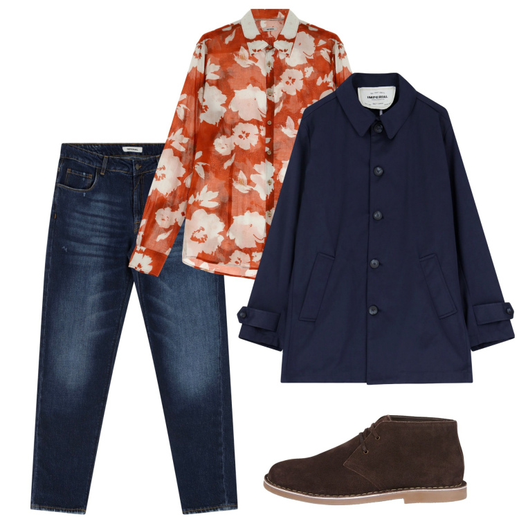 Outfit uomo - Trench destrutturato per il weekend urba. Stile Trendy per Tutti i giorni. Abbinamento con jeans dritti, trench, camicie, stivali e stivaletti.