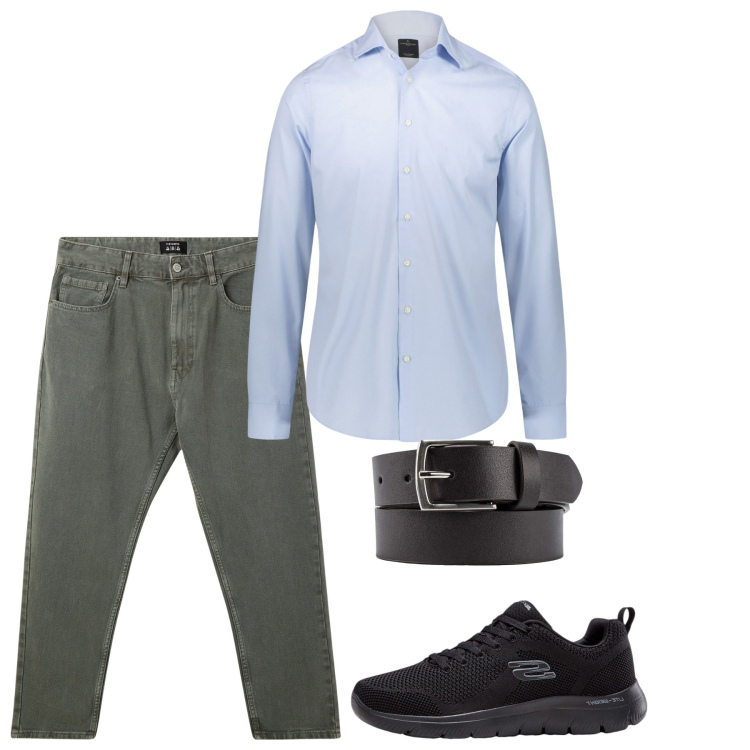 Outfit uomo - Settembre. Stile Casual per Tutti i giorni. Abbinamento con sneakers, pantaloni, camicie, cinture.
