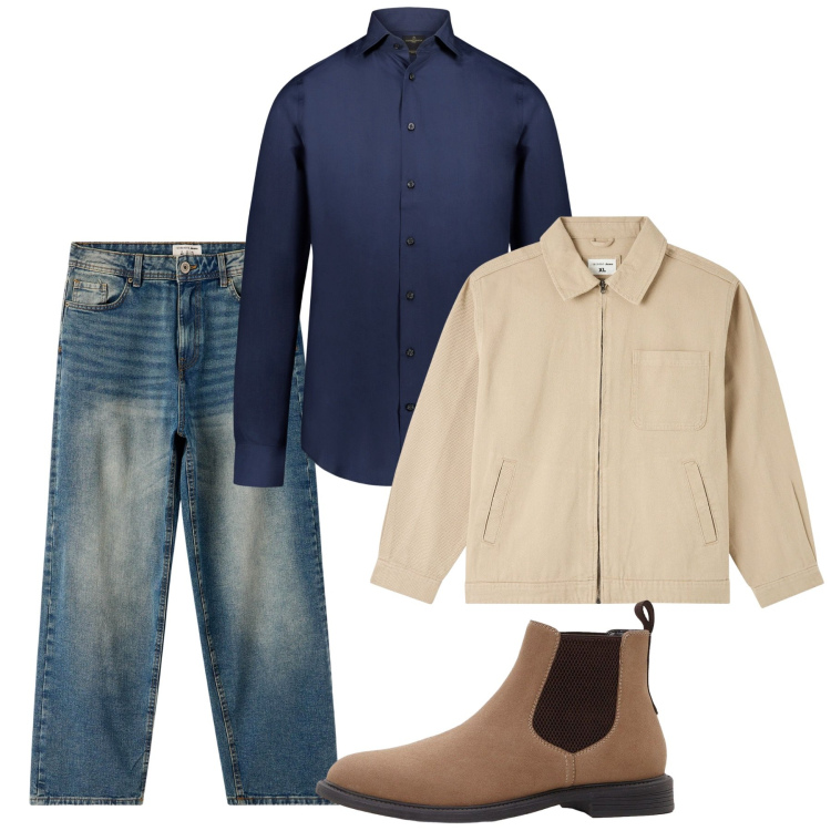 Outfit uomo - Settembre in jeans. Stile Casual per Tutti i giorni. Abbinamento con stivali e stivaletti, giacche, jeans, camicie.