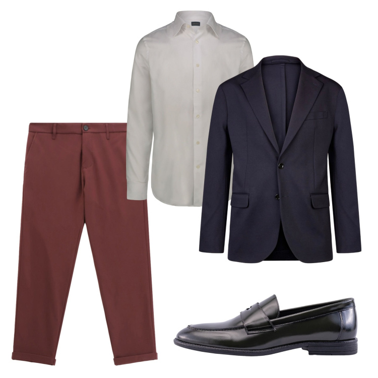 Outfit uomo - Settembre. Stile Casual per Ufficio. Abbinamento con pantaloni, giacche, camicie, scarpe stringate.