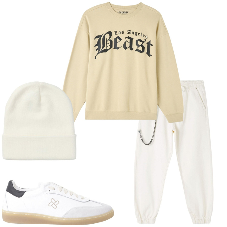 Outfit uomo - Total look #2252377. Stile Casual per Sport. Abbinamento con felpe, berretti, pantaloni sportivi, sneakers.