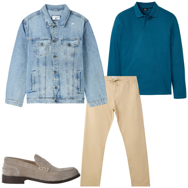 Outfit uomo - Total look #2252378. Stile Casual per Tutti i giorni. Abbinamento con polo, giacche, pantaloni chino, scarpe stringate.